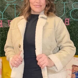 Haute Monde Tan Suede Faux Fur Jacket Size Small NWT